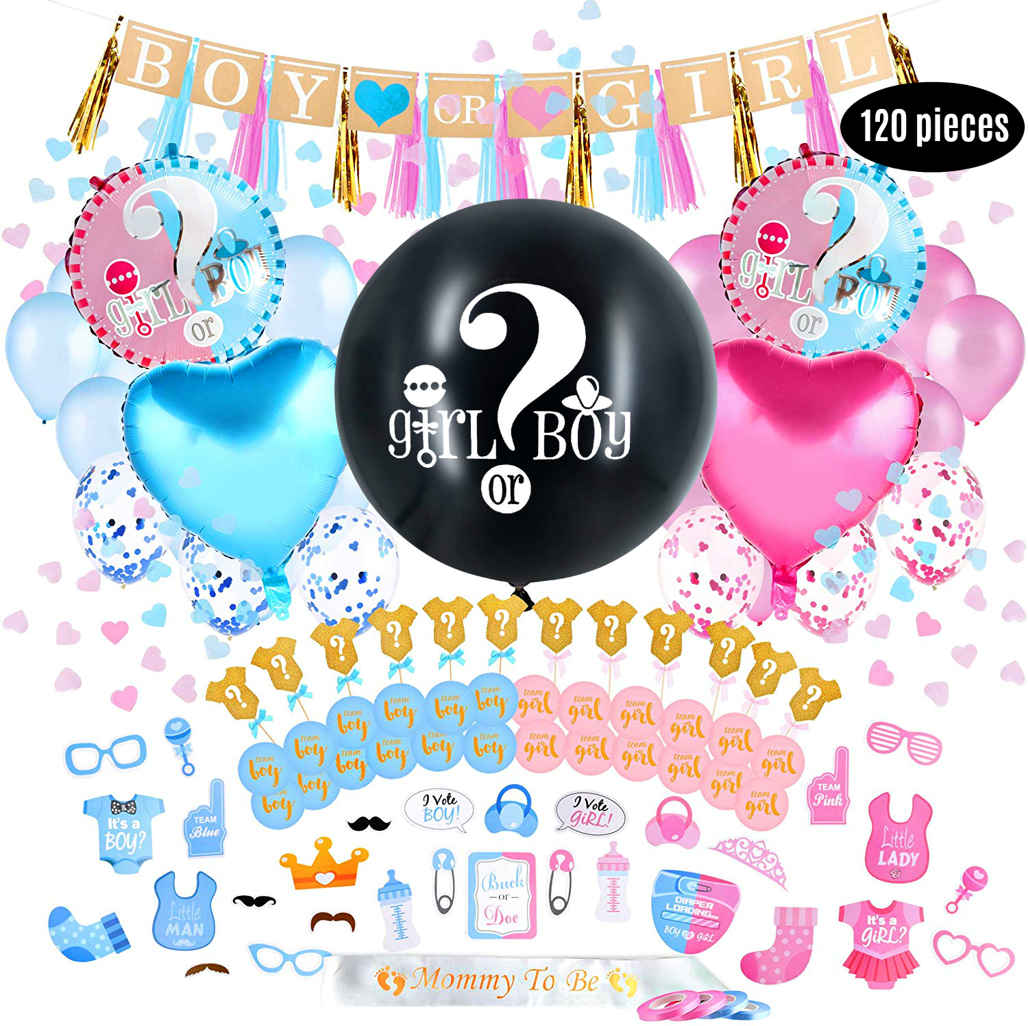 Gender Reveal Decorations Party Kit - Giant Balloon - 120 pieces Blue – Eco  Baby Planet